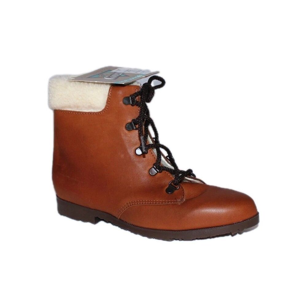 Cougar Ankle Boots Faux Fur Lined Winter Lea Tan Bronze Size 8M NEW